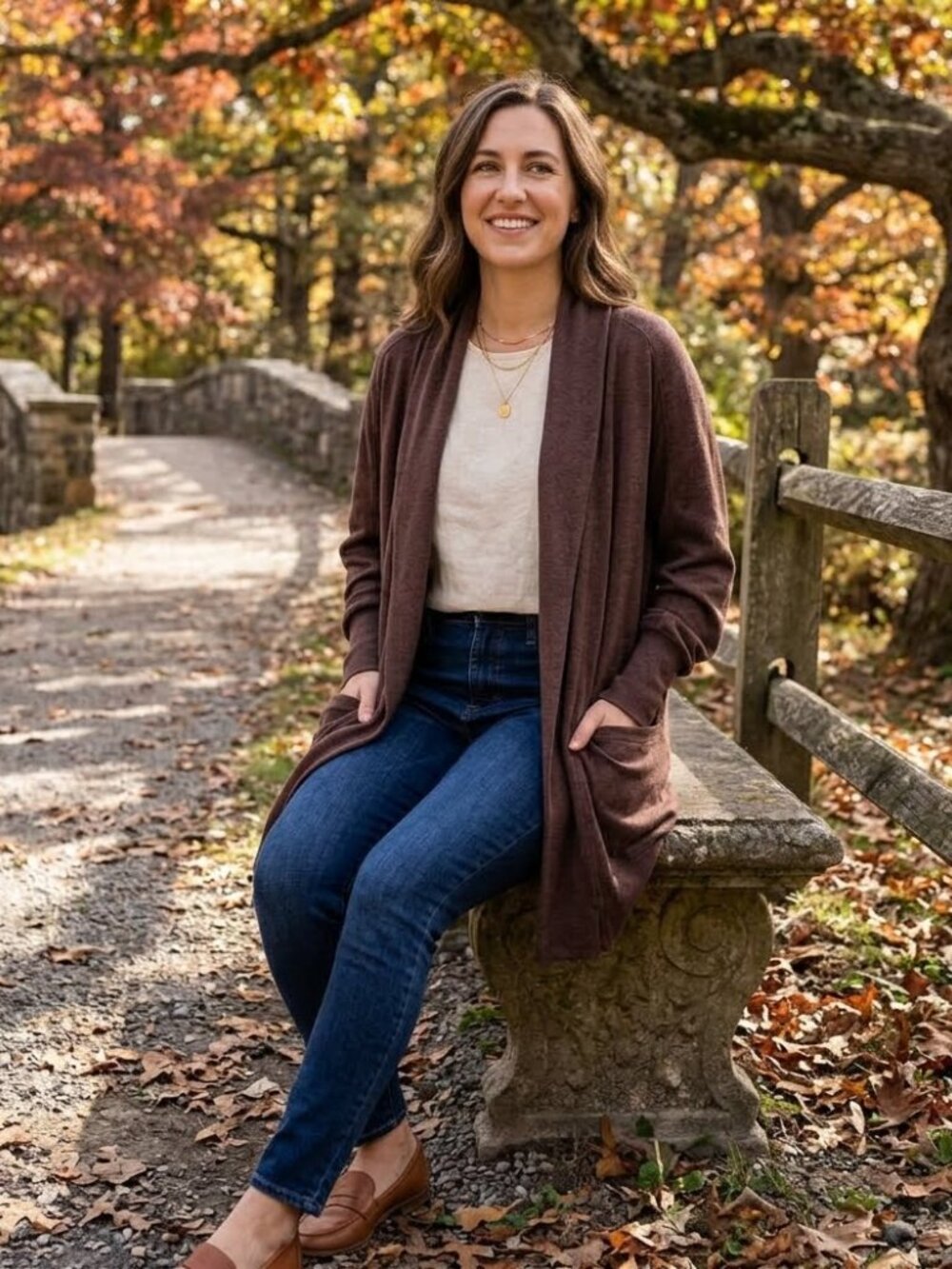 Pact Cardigan Sweater Womens L / XL Brown 100% Organic Cotton Open Front Pockets